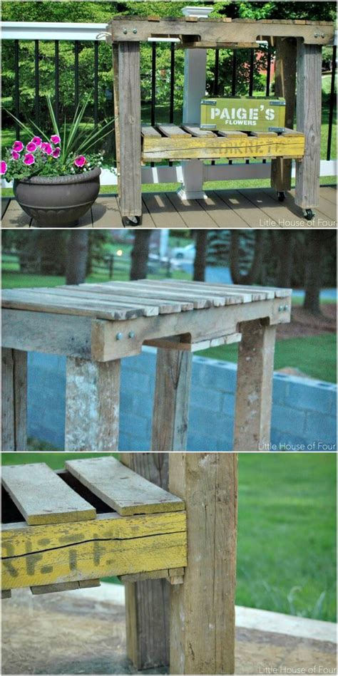 How To Make A Workbench Out Of Pallets Pallet Potting Table Pallet
