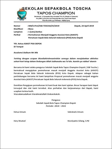 Contoh Surat Permohonan Izin Turnamen Bola Ke Pol - Surat permohonan