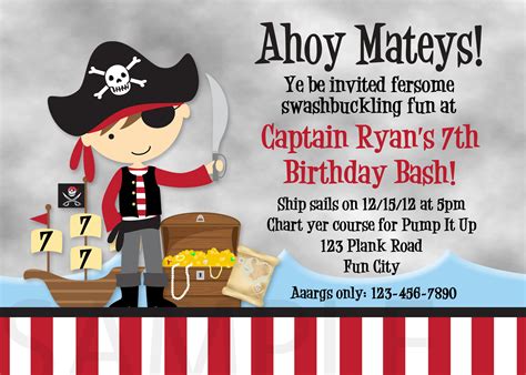Pirate Birthday Party Invitations Wording Free Invitation Templates