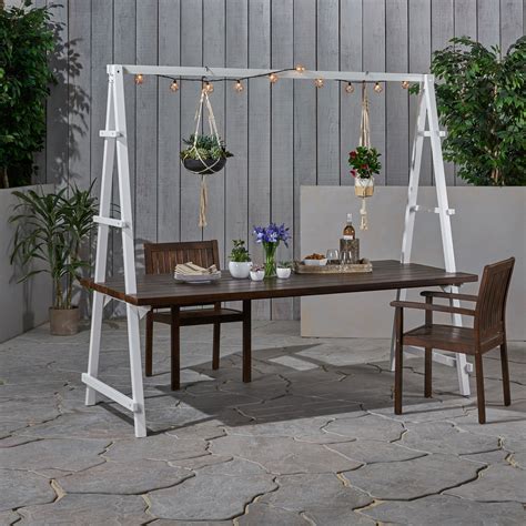 Teak or gray hand crafted details some assembly required product dimensions: Raven Outdoor Acacia Wood 88.5" Dining Table with Iron ...