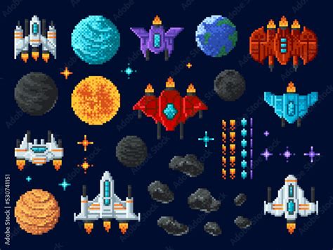 Naklejka Arcade Shooter 8 Bit Pixel Art Game Space Invaders Alien Ufo