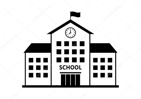 School Vector Icon Isolated Building On White Background — Stock