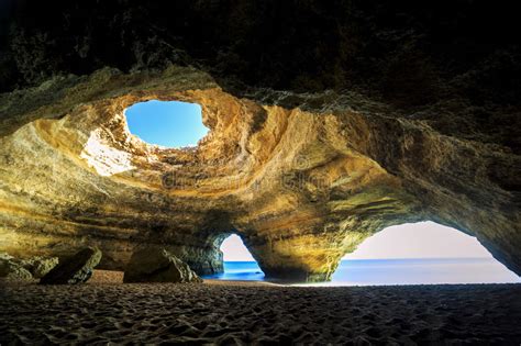 Beautiful Natural Cave In Benagil Portugal Stock Image Image Of