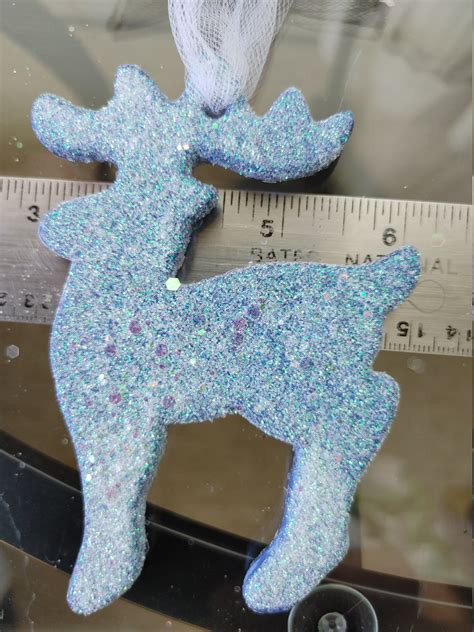3 Glittered Reindeer Christmas Ornaments Etsy
