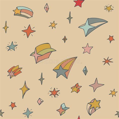 Star Seamless Pattern Starry Sky Cute Space Elements Vector