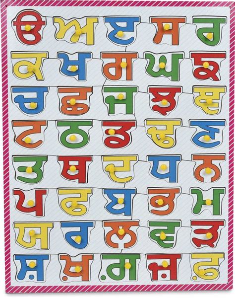 Ashmi Pinewood Multicolour Punjabi Alphabet Varnmala With Knobs