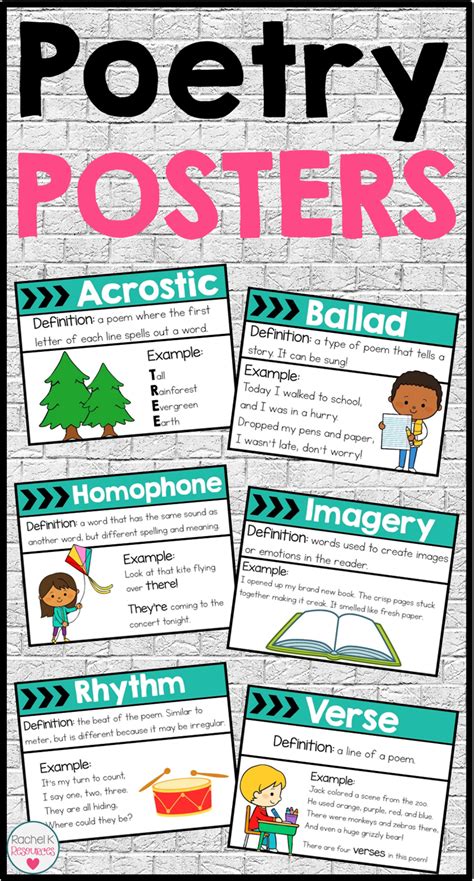 This Set Of Colorful Poetry Posters Will Help Students Review Important