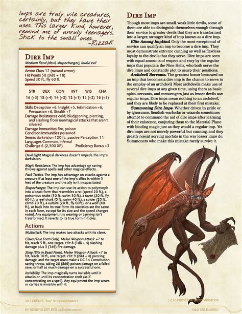New Monster Dire Imp — Dnd Unleashed A Homebrew Expansion For 5th