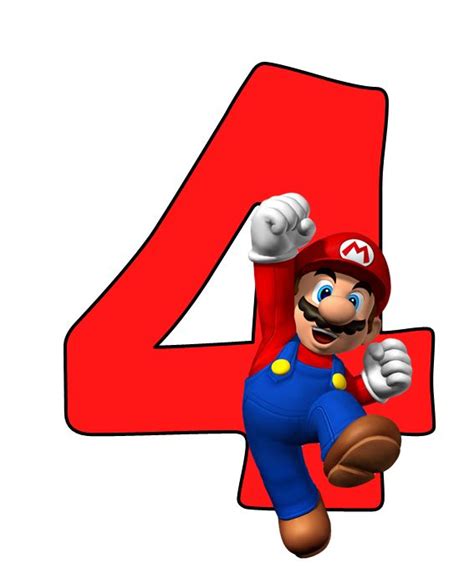 The Number Four With Mario Running In Front Of It