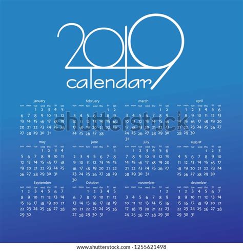 2019 Calendar Vector Design Special Your Stock Vector Royalty Free