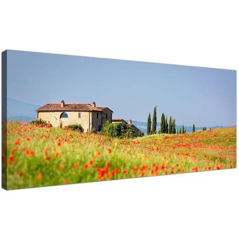 Red Tuscany Poppies Canvas Wall Art Italian Scenes Canvas Print