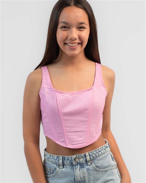 ava and ever girls montero corset top in light pink fast shipping and easy returns city beach
