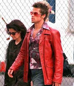 Brad Pitt Fight Club Red Coat In Leather