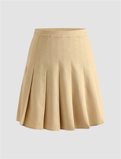 Khaki Pleated Skirt Cider
