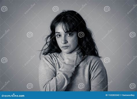 Human Expressions And Emotions Young Attractive Woman With Sad And