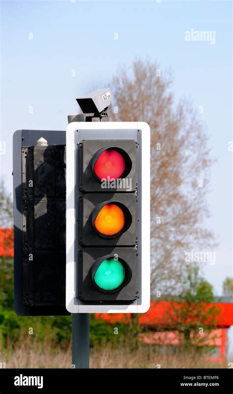 Traffic Lights Showing Red Amber Green All Three Lights On At Once