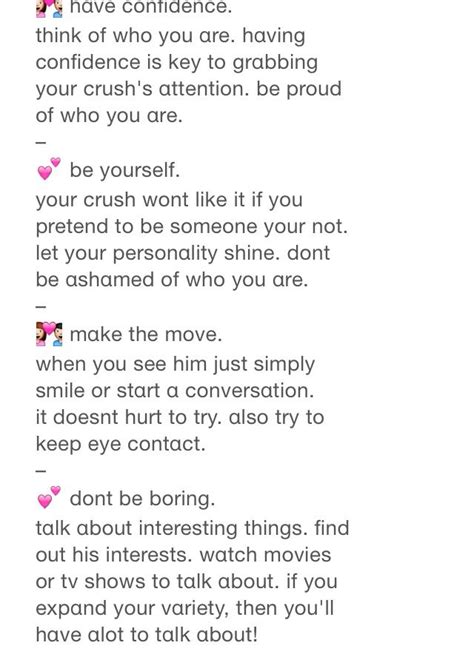Choose a few of these topics that resonate with you, write them down, and keep them in your wallet or purse for those times when you. How to talk to your crush part 1 | life hacks | Pinterest ...