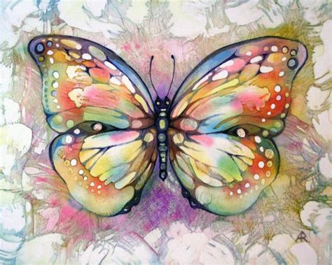 Butterfly art print. Colorful butterfly. Butterfly wall art. Beautiful butterfly colored with blended bright soft toned colors with diagonal pattern.