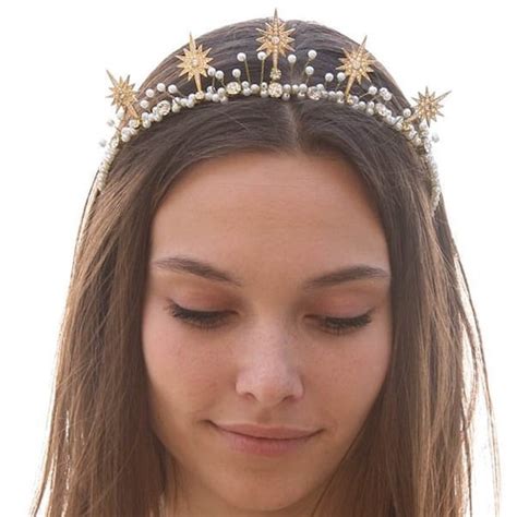 gold celestial wedding crown crystals and stars headpiece etsy
