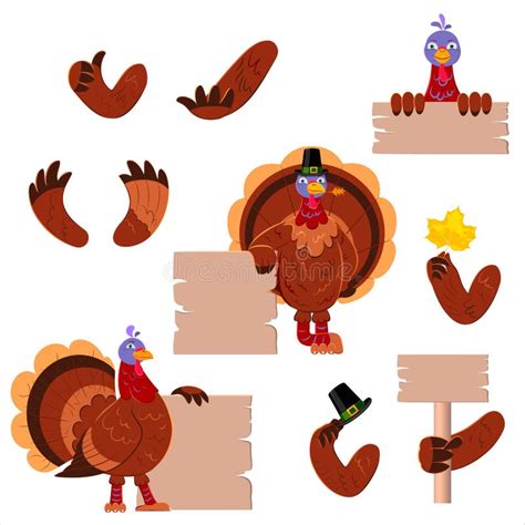 Set Of Funny Cartoon Turkeys For Thanksgiving Day Stock Vector