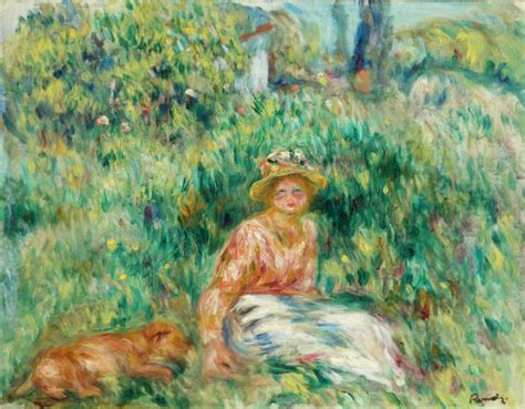 Young Woman In A Garden Pierre Auguste Renoir