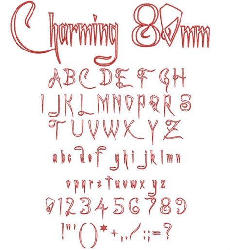 The Charming 80mm Embroidery Font