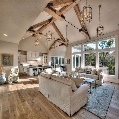 The white beadboard ceiling and crown moldings with gently arched dark wood beams. 1001 + ideas for a vaulted ceiling to create an airy ...