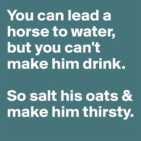 You Can Lead A Horse To Water But You Cant Make Him Drink So Salt