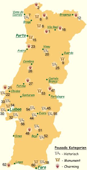 Klicken sie links in der liste auf die entsprechende region. Pousadas Portugal Karte | Kleve Landkarte