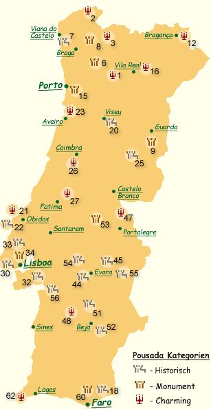 Wissenswertes rund um ihre portugal reise haben wir in unserem portugal reiseführer für sie zusammengestellt: Pousadas Portugal Karte | Kleve Landkarte