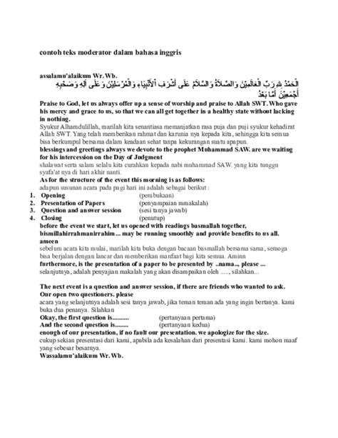 (DOC) contoh teks moderator dalam bahasa inggris.docx | Norhasanah TI.1I - Academia.edu