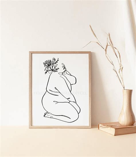 Drawing Illustration Nude Female Body Art Print Female Body Line Art Feminine Line Drawing