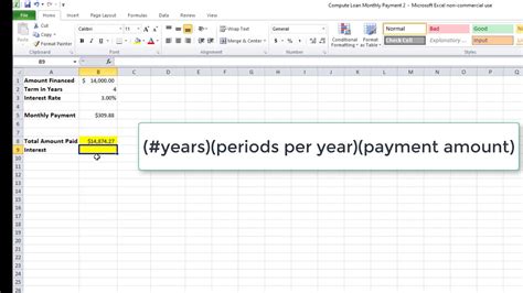 Using Excel To Compute The Monthly Payment Youtube