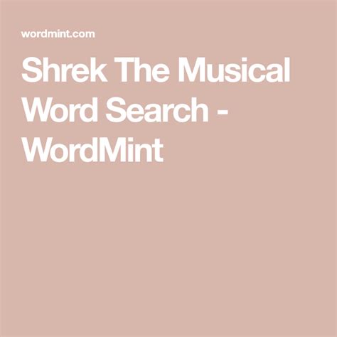 Shrek The Musical Word Search Wordmint Shrek Holiday Movie Quotes