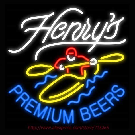 Neon Sign Henrys Premium Beers Real Glass Tube Vintage