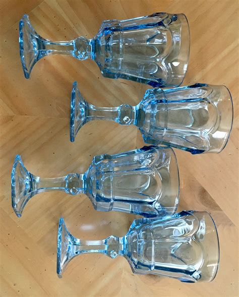 Fostoria Virginia Water Goblet Set Of Four Light Blue 7 1 4