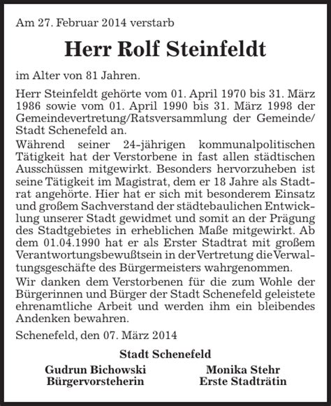 Rolf Steinfeldt Gedenken Pinneberger Tageblatt