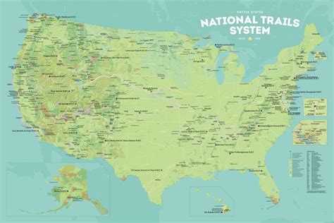 Us National Trails System Map 24x36 Poster System Map Scenic Drive