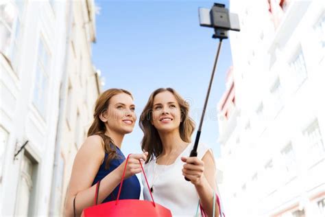 Women Shopping And Taking Selfie By Smartphone Stock Image Image Of Fashion Female 63262809