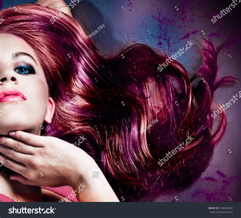 Beautiful Girl With Colored Hair Stock Photo 104944382