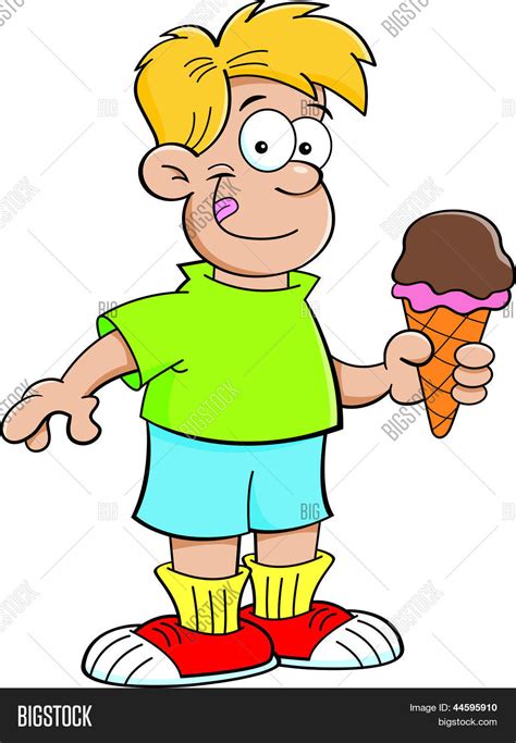 Cartoon Boy Eating Ice Cream Cone Vector And Photo Bigstock