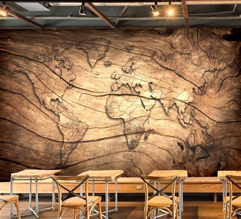 Peel And Stick Wallpaper Retro World Map Wallpaper Mural Decor Etsy