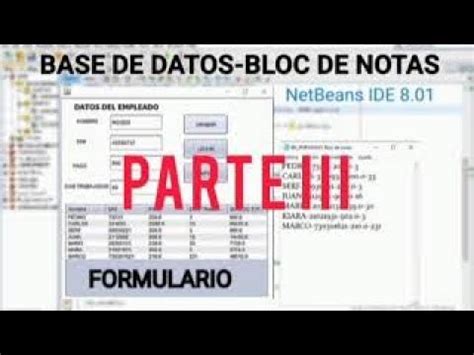 Datos De Una Tabla A Un Bloc De Notas Base De Datos Netbeans Parte Iii Final Formulario Youtube