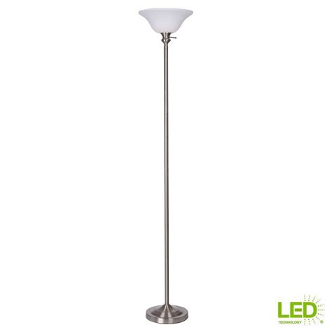 Ratings, based on 19 reviews. Hampton Bay 71.25 in. Brushed Nickel Torchiere Floor Lamp, 9.5-Watt LED Bulb Included-18115-012 ...