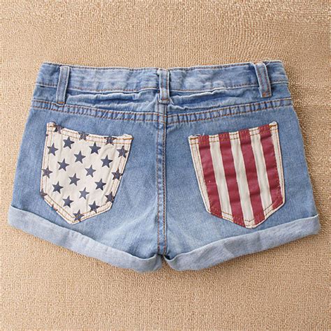 American Flag Denim Shorts Grls76000011 On Luulla