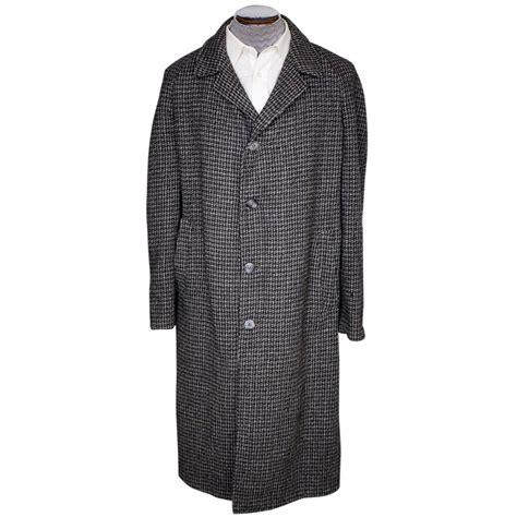 Vintage 1950s Harris Tweed Mens Overcoat Size Xl Coat