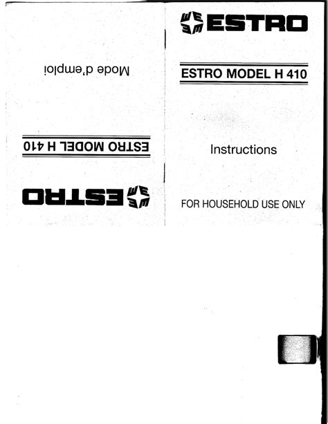 Estro H 410 Instructions Manual Pdf Download Manualslib