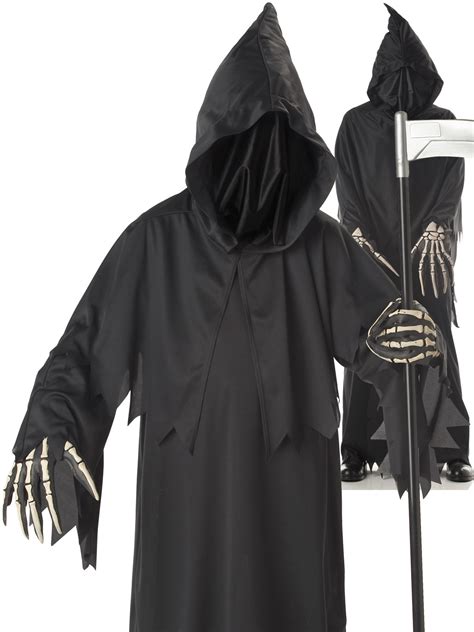Childs Deluxe Grim Reaper Costume Boys Halloween Ghoul Fancy Dress