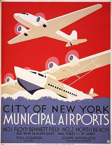 Nyc Municipal Airports Vintage Travel Poster — Museum Outlets