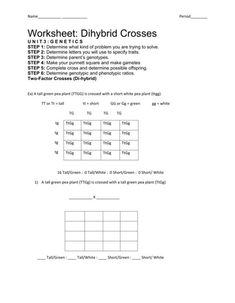 Pea Plants Dihybrid Crosses Worksheet Answers Ngss Life Science 2022